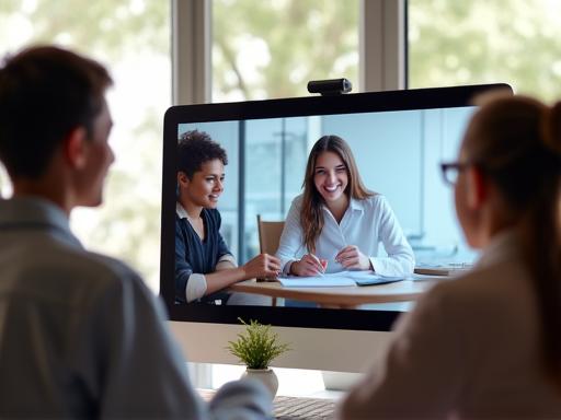 Session de tutorat virtuel entre un professeur et un étudiant.